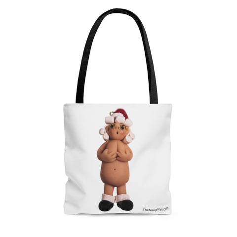 Naughty Mrs Santa Claus holding Boobs Tote Bag