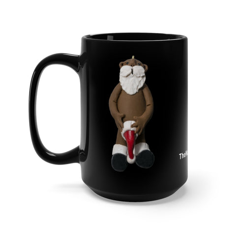 Naughty African American Mr Santa Claus Holding Hat Mug 15 oz