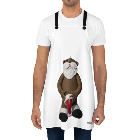 Naughty African American Santa holding Stocking Cap Apron
