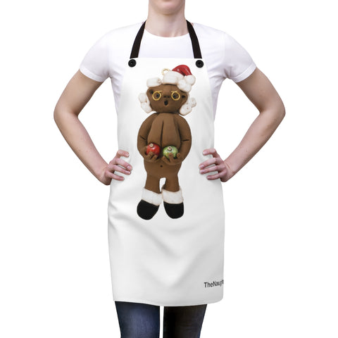 Naughty Mrs African American Santa Claus holding Ornaments Apron
