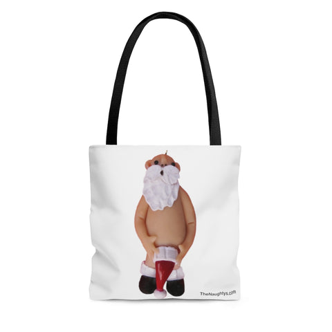 Naughty Mr Santa Claus holding Hat Tote Bag